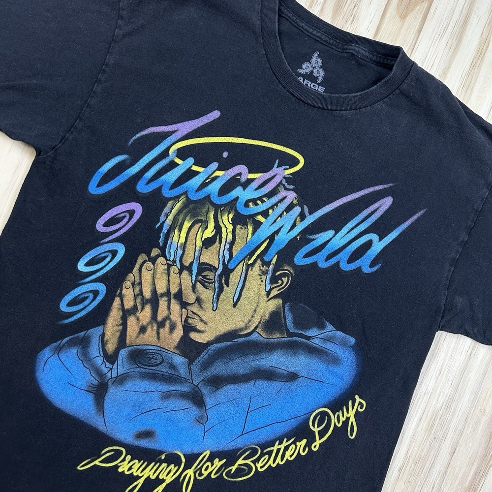 Juice WRLD Praying for Better Days 999 Black Graphic T Shirt Large - Picture 2 of 8